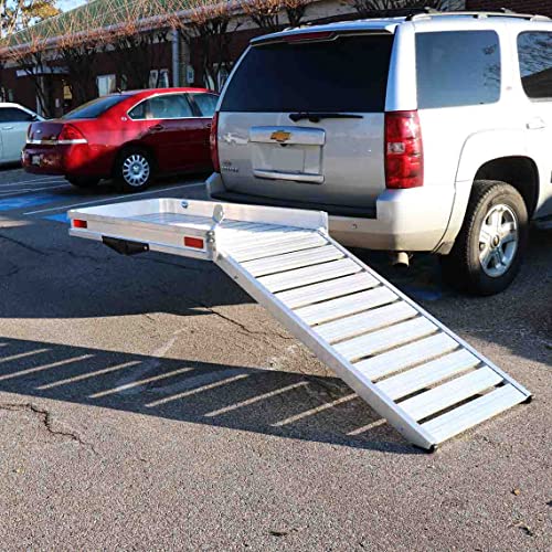 Hitch Mounted Aluminum Carrier with Ramp for Mobility Wheelchairs and
