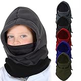 Kids Zero-Degree Cold Weather Fleece Hood Face Coverup with Adjustable Face Drawstring