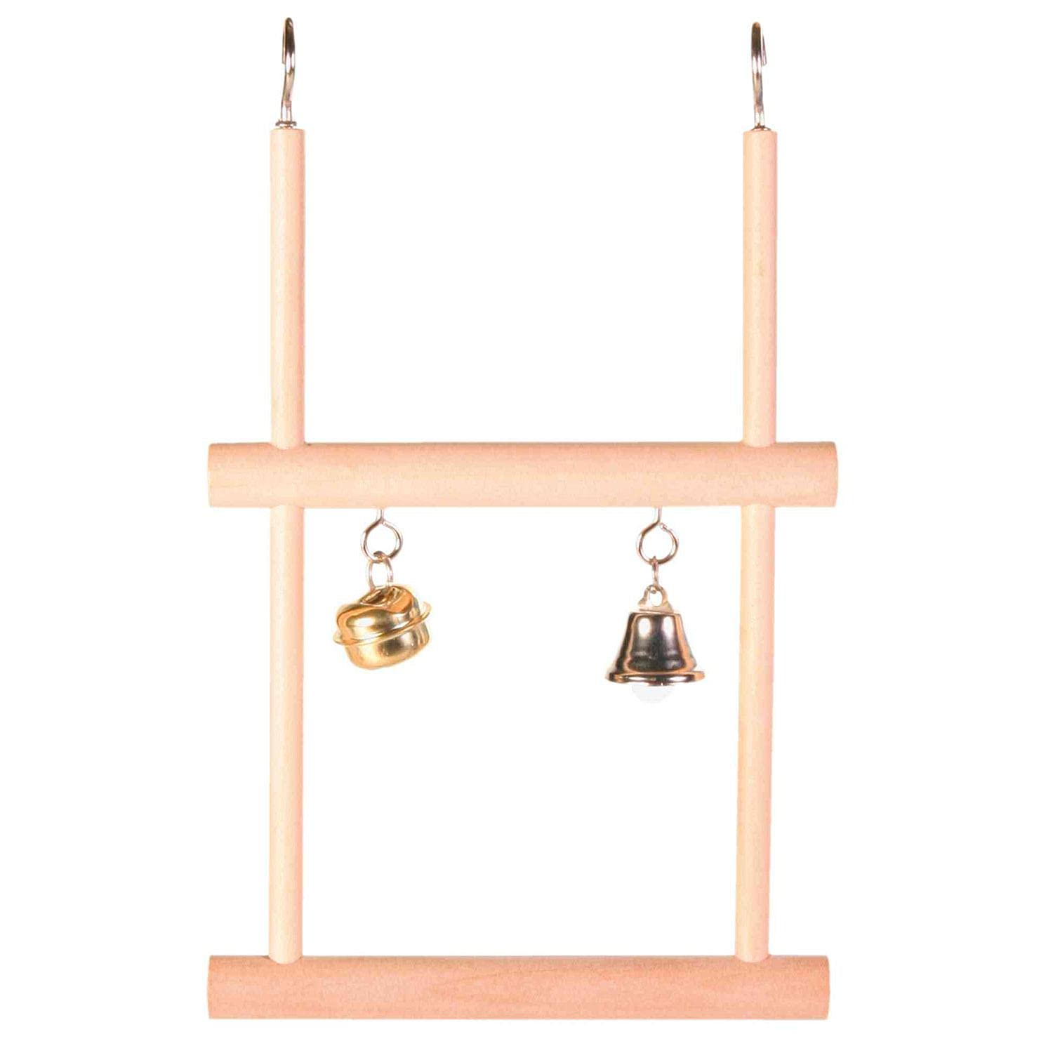 Trixie Wood Swinging Trapeze with Two Bells, Brown, 0.1KG, 12 x 20 cm — image 1
