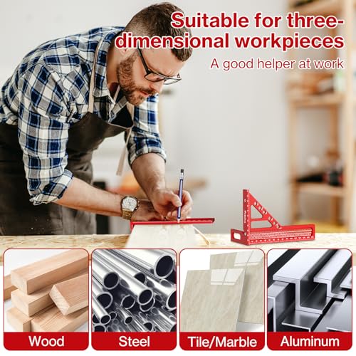 3D Multi-Angle Measuring Ruler, Preciva 3D Mitre Angle Aluminium Alloy Protractor Multifunctional Angle for Woodworking, DIY, Crafts