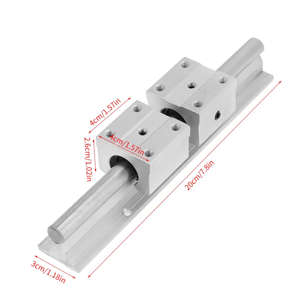2 Pieces SBR12 Linear Guide Rail 200mm with 4 Piece SBR12UU Sliding