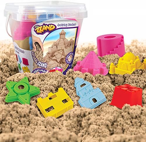 Creative Kids Play Sand Bucket Activity Kit – Natural Scented 500 gr of Sand 7 Molded Tools in - Free Flowing & Easy to Mold Play Sand - Sensory Sand Kit – Gift for Boys & Girls Ages 6+