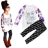 Hatop 1Set Toddler Baby Girl Long Sleeve Print T-shirt Tops+Pants Outfits Clothes