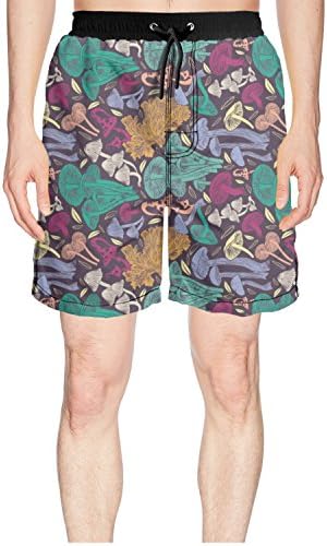 FullBo Colorful Mushrooms Men's Swim Trunks Quick Dry Beach Shorts