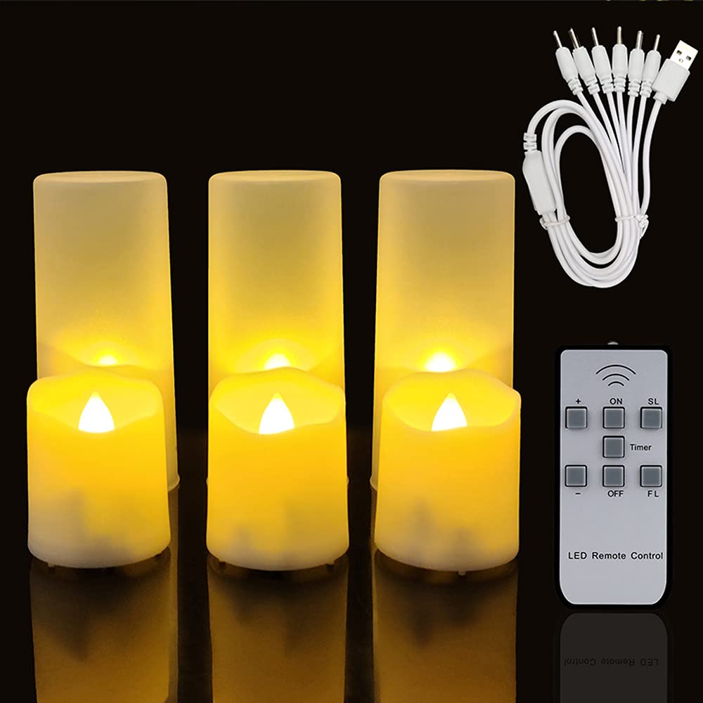 Actpe Rechargeable LED Flameless Candle Light, Timer & Remote, Pack of 6 for Home, Dinner, Christmas, Wedding, Birthday, Halloween