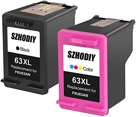 SZHODIY Replacement For Hp Ink Cartridge 63 63XL High Yield, 1 Black 1 Tri-color, Ink Level Display in HP Officejet 4650 3830 3831 4655 Deskjet HP Envy 4520 4516 2130 1112 3630 3633 3634 Printer