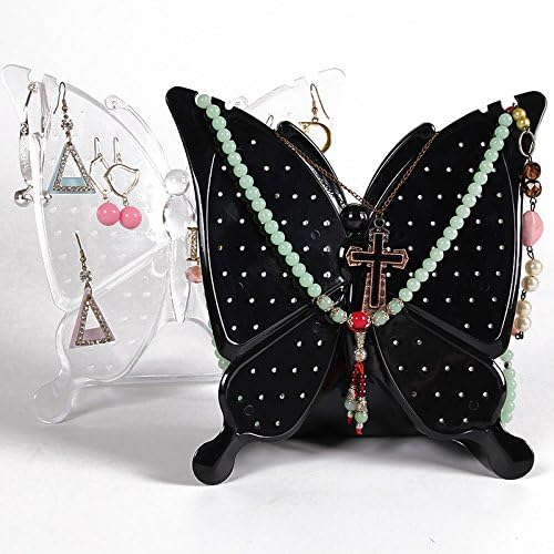 TOMUM Butterfly Acrylic Jewelry Organizer Earrings Screen Hanger Display Jewelry Holder Stand 48 Paris for Earrings (Black)