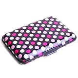 HDE Aluminum Travel Wallet Credit Card Case with RFID Blocking Protection (Pink & White Polka Dot)
