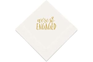 Weddingstar 3-Ply Gold Foil Cocktail Napkins White - We’re So Engaged