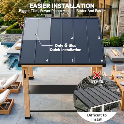 SUNYRISY 6x8 Ft Wood Grill Gazebo Review: Hardtop Outdoor Bar with TV Mount image 24