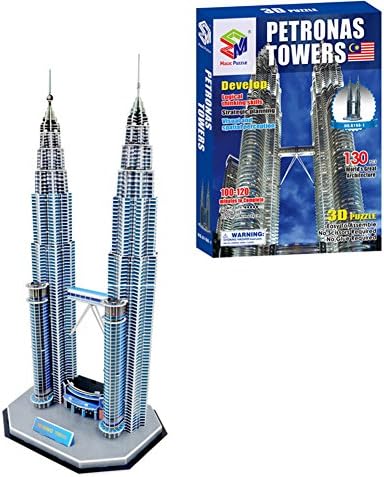 Petronas Towers 3D Puzzle Building Set Educational Jigsaw Puzzle Model DIY Creativity - 130 Pieces, Holiday Gift