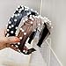 lightclub Vintage Twisted Faux Pearl Tie Beading Women Wide Hair Hoop Velvet Headband Headwear Hairband Cameo Brown