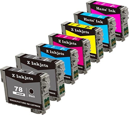 7 Pack Z Inkjets Remanufactured Ink Cartridges for Epson 78 T078120 T078320 T078220 T078420 T078520 T078620 Stylus Photo R260 R280 R380 RX580 RX595 RX680 Artisan 50