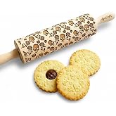 SUGAR SKULL and ROSES Embossed Rolling Pin for Halloween cookies. Laser Engraved Dough Roller for Embossing Homemade Cookies by Algis Crafts