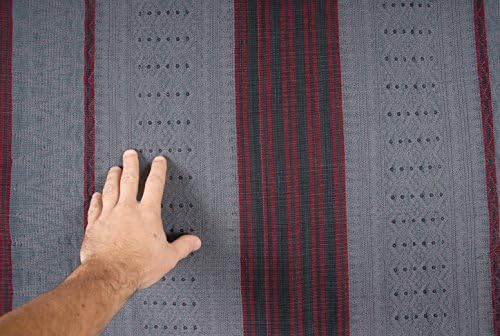 Boho fabric gray red tapestry tribal Naga blanket tribal home decor handwoven cotton throw striped boho fabric distressed India textile EN22