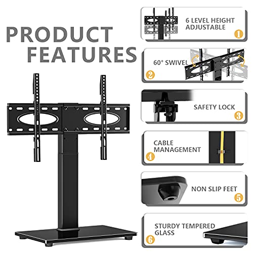 Swivel Universal TV Stand for 3975 Inch TV, Tabletop TV Stand with