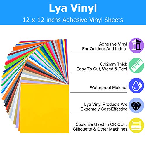 Permanent Vinyl Bundle for Cricut 70 Pack Self Adhesive Vinyl Sheets
