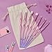 Becoyou 7pcs Makeup Brushes set Professional, Purple Makeup Brush for Liquid Eyeshadow Eyebrow Liquid Cosmetics Blending Brush Tool