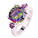 Psiroy 925 Sterling Silver Created Rainbow Topaz Filled Solitaire Engagement Ring