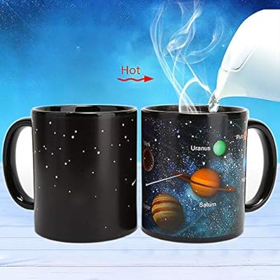 Aibrisk Magic Coffee Mug Solar System Heat Changing Mug Porcelain Tea Cup Drinking Cup Magic Birthday Gift Business Gifts White Elephant Exchange