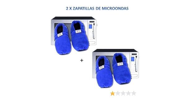 2x Zapatillas para microondas de estar en casa Azul ®: Amazon.es ...