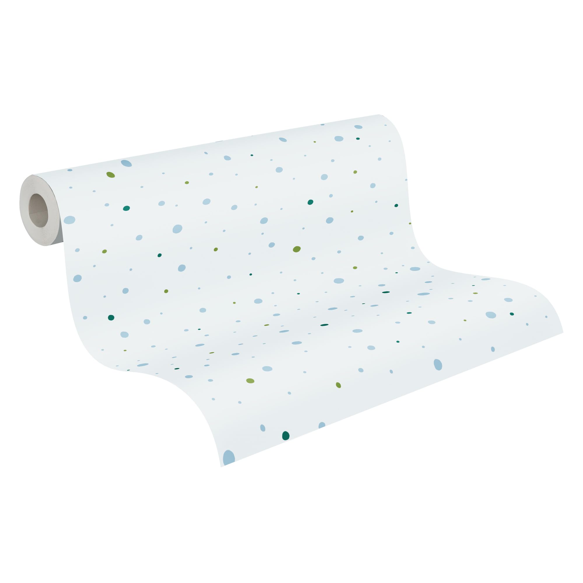 A.S. Création Dots Wallpaper Little Love Non-Woven Wallpaper 10.05 m x 0.53 m Blue White Green Made in Germany 381161 38116-1