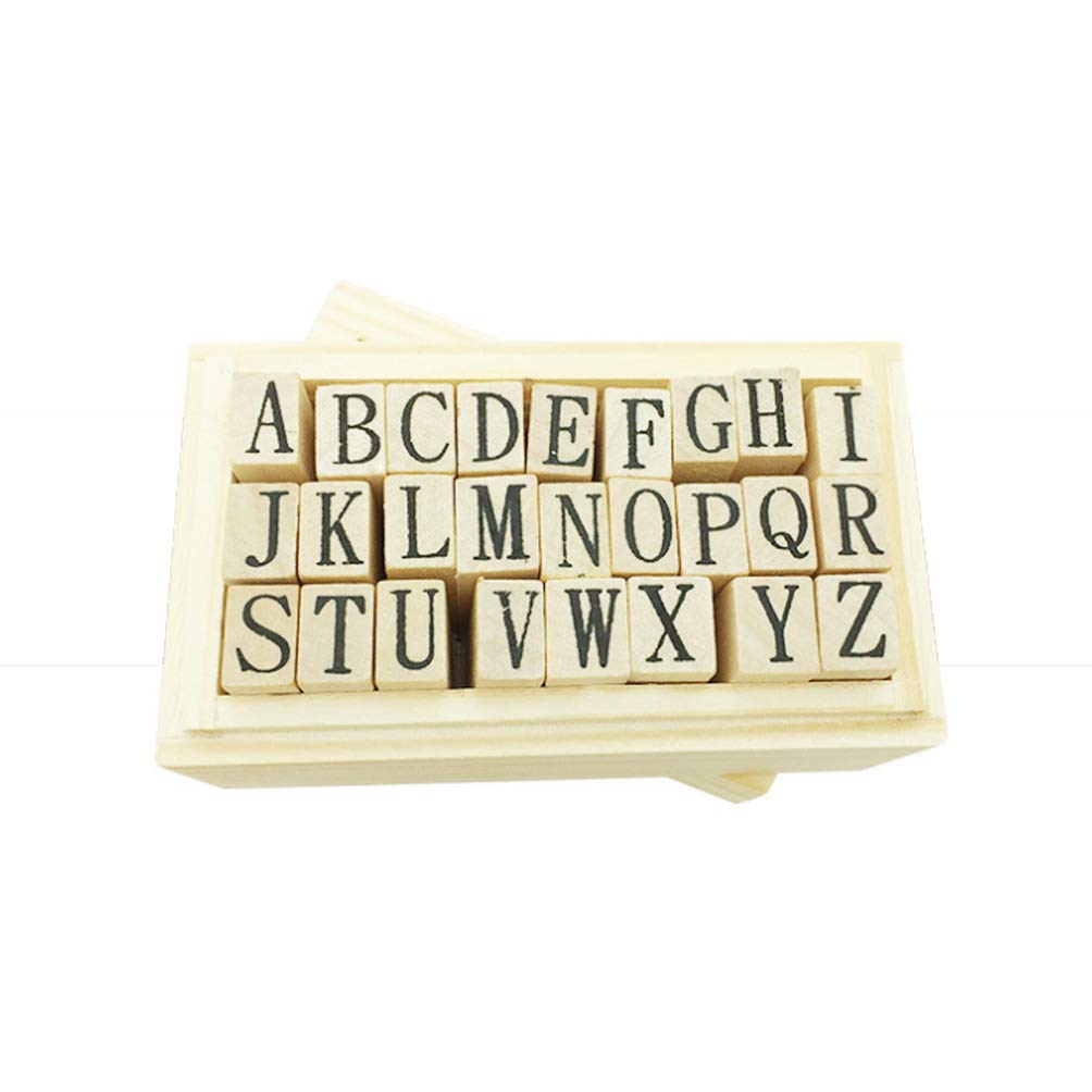 SUPVOX Wooden Alphabet Stamps Set Mounted Rubber Letters for DIY Crafts Scrapbooking Cards Invitations Personalised Decoration