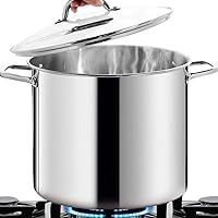 HOMI CHEF Large NICKEL FREE Stainless Steel Stock Pot 16 Quart with Lid - Mirror Polished Stockpot 16 Quart with Lid…