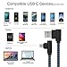 CTREEY USB Type C Cable, 90 Degree 3 Pack 3ft 6ft 10ft Nylon Braided Long Cord USB Type A to C Charger for MacBook, LG G6 V20,Google Pixel, Nexus 6P Samsung Galaxy S8+ (Black/Blue)