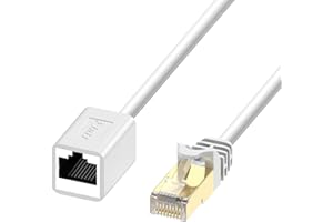 J&D Ethernet Extension Cable (1-Pack), RJ45 Cords Shielded Male to Female Cat 6 Ethernet Extender Cable Adapter Support Cat6 