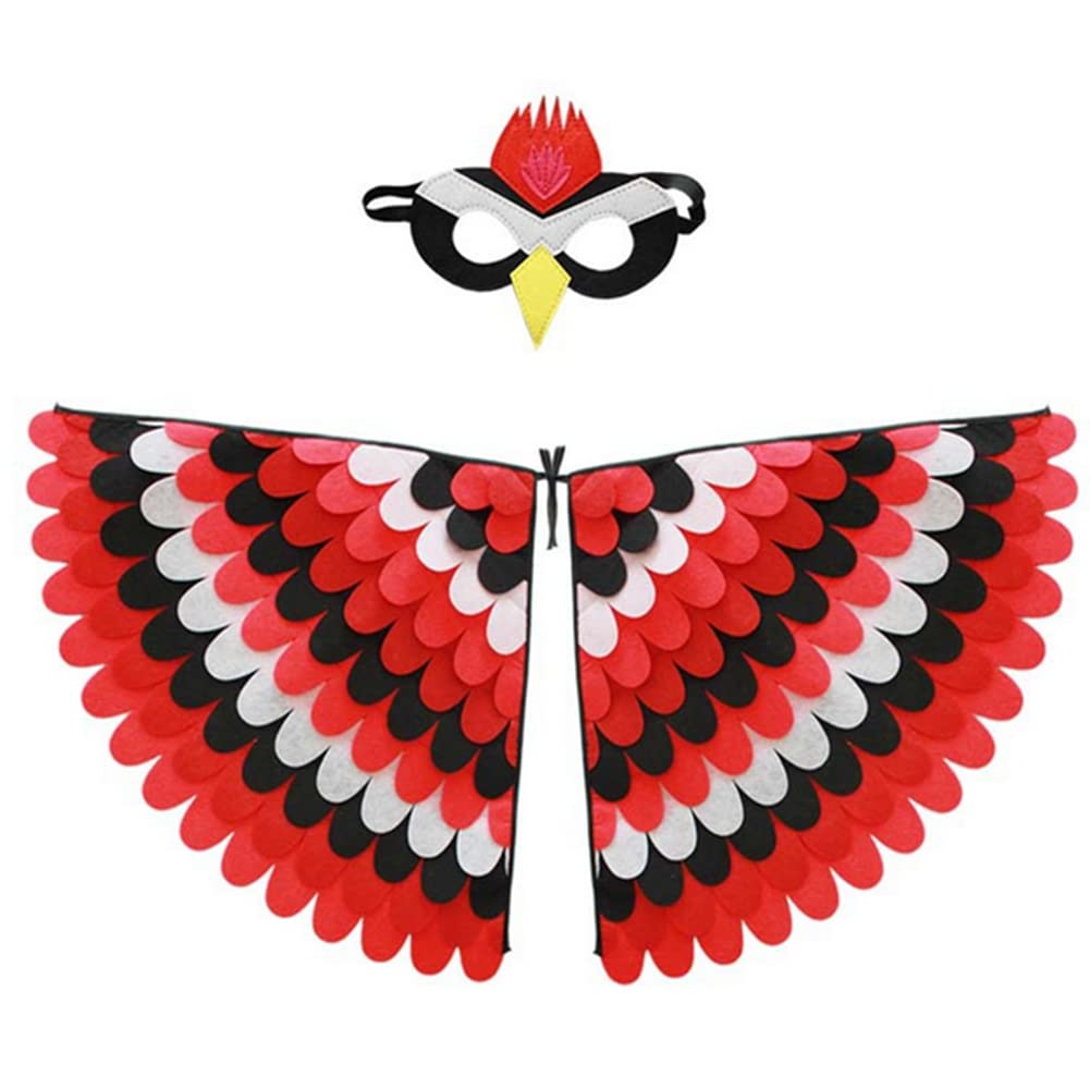 Proumhang Kids Bird Wings Costume For Age 3~8 Years,Bird Owl And Peacock Masque Owl Dress Up,Boys Girls Felt Eye Masque And Wings Set,Halloween Colorful Fancy Dress,Style 11 — image 1
