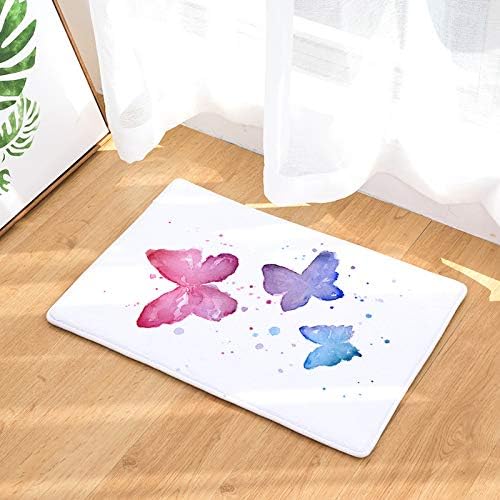YQ Park Watercolor Butterfly Durable and Washable Entrance Outdoor and Indoor Welcome Mat - Catch The Dust Snow and Mud