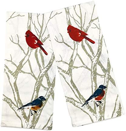 India Overseas Bird Watching Hand Towels: Colorful Artistic Wildlife Design, Set of 2