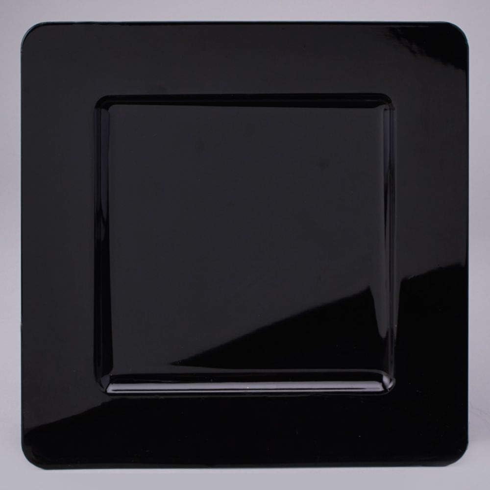 Square Plastic Charger Plates 13 inch, Black 24 Pieces