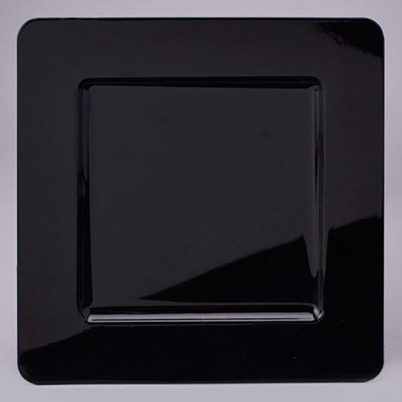 Square Plastic Charger Plates 13 inch, Black 24 Pieces