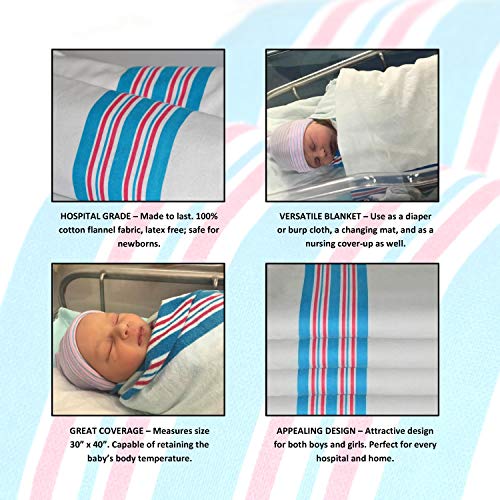 4 Pack Elaine Karen Flannel Unisex Hospital Receiving Nursing Blankets