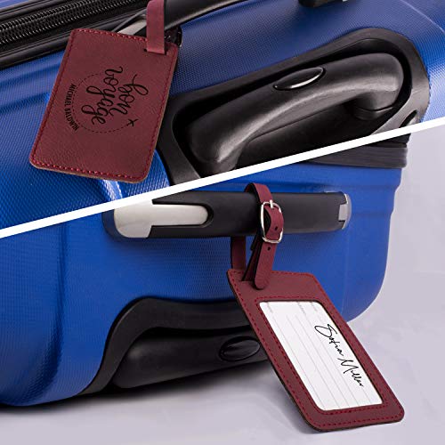 Personalized Leather Luggage Tags Gifts with Engraved Design and Name - Traveler Gifts for Women, Men, Kids - Custom Suitcase Tag for Honeymoon - Christmas Gifts for Travelers #6