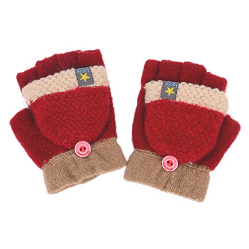 Flammi unisex kids knitted convertible flip top gloves …