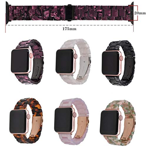 For 42mm Apple Watch Band Women Men, SUEKQ Fashion Resin iWatch Band Bracelet with Copper Stainless Steel Buckle Sport Replacement Strap Wristband Accessories for Apple Watch Series 3/2/1 (Brown)