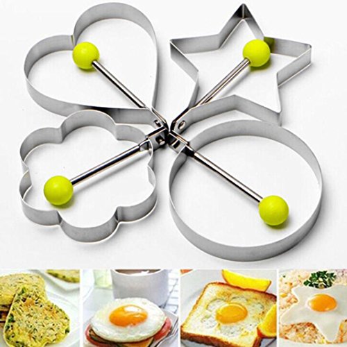 Molyveva Non-Stick Egg Mold Pancake Ring Shaper, Breakfast Sandwich Maker and Kitchen Cooking Tools for Kids and Lovers (C)