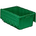 Buckhorn AR2717120204000 Industrial Plastic Stackable Storage KeepBox Tote Container with Hinged Attached Lid, 27-Inch L x 17-Inch W x 12-Inch H, Green