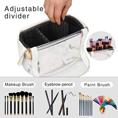 Makeup Brush Case Stand-up Makeup Cup Makeup Brush Holder Travel Professional Cosmetic Bag Artist Storage Bag with Shoulder Strap and Adjustable Divider (Marble) 3 Makeup Brush Case Stand-up Makeup Cup Makeup Brush Holder Travel Professional Cosmetic Bag Artist Storage Bag with Shoulder Strap and Adjustable Divider (Marble)