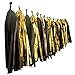 Bobee 20 Black and Gold Tissue Paper Tassel Garland Party Decorations DIY Easy Setup for New Years eve Balloon Tail Wedding Event Birthday Decoration