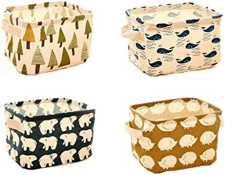 Hunter Raman 4Pack Stationery Handicraft Foldable Storage Bins Basket Linen Fabric Canvas Storage Baskets Organizers for Shelves Baby Toys Makeup Books