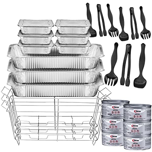 Disposable Chafing Dish Buffet Set, Food Warmers for Parties, Complete