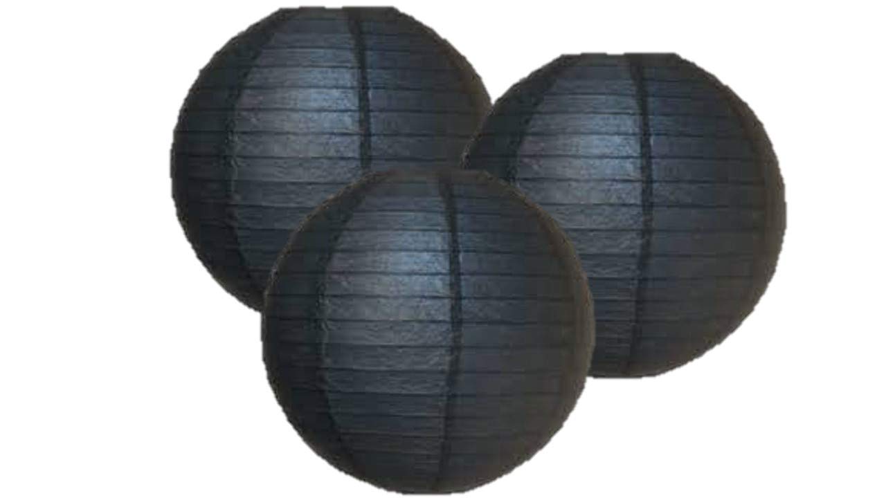 Pack of 3 Paper Lantern Lampshade Party Birthday Baby Shower Wedding Celebration Decoration 4"(10cm) -16"(40cm) (Black, 4" (10cm))