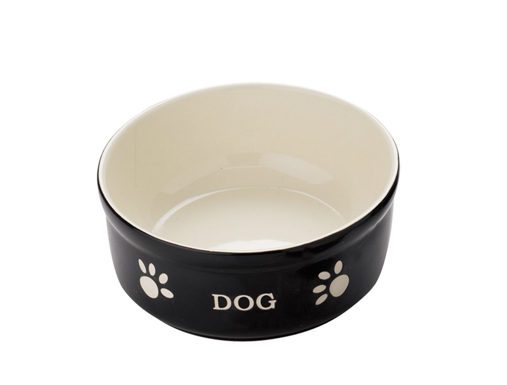 Nobby Pet 'Dog' Ceramic Bowl Black 460ml 6.1in
