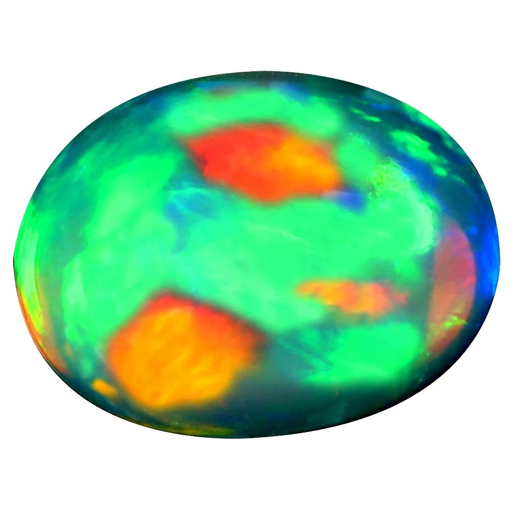 2.18 ct Oval Cabochon Cut (11 x 8 mm) Ethiopian Play of Colors Rainbow Opal Natural Loose Gemstone