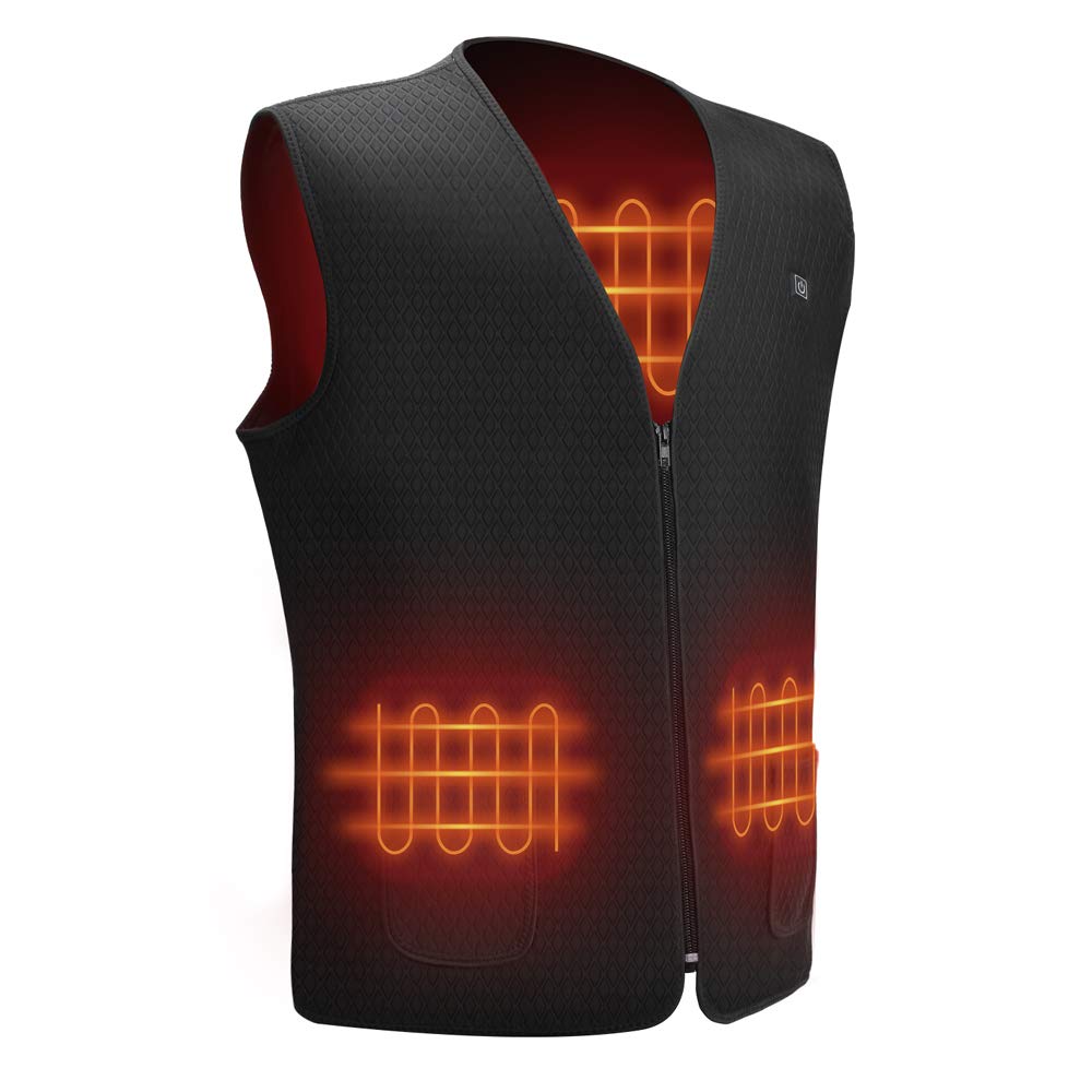 Funria Electric Heated Vest for Men Women Waterproof Lightweight Rechargeable Heated Jacket 5 Heating Zones USB Powered Body Warmer for Cycling Fishing Climbing Hiking Heated Gilet