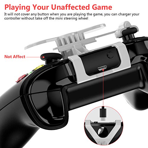 Xbox One Mini Steering Wheel, Xbox One Controller Add-on Replacement Accessories for All Xbox Racing Game (White)